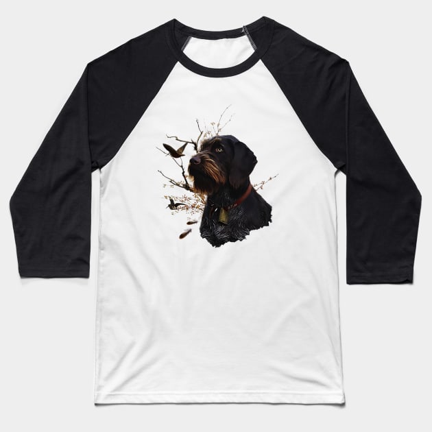 German Wirehaired Pointer Baseball T-Shirt by German Wirehaired Pointer 